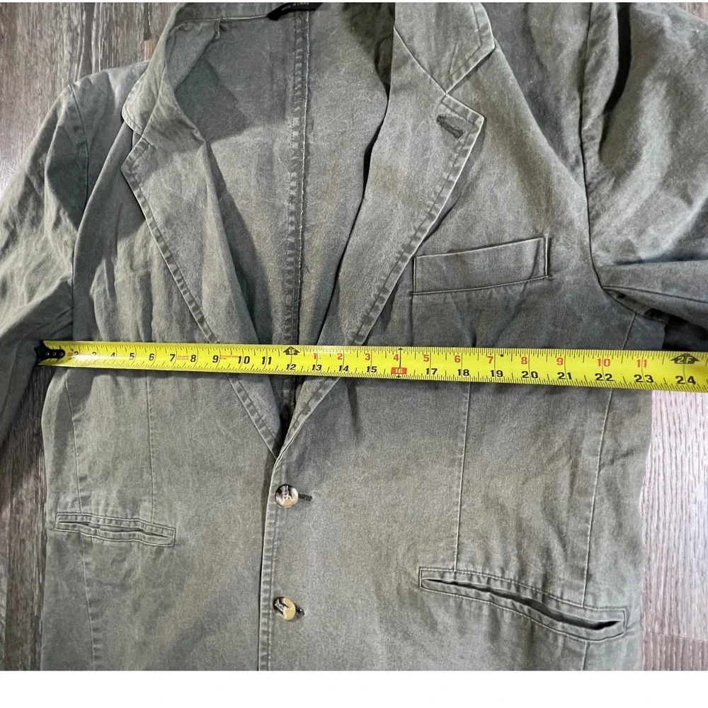 Members Only Blazer Jacket Mens 42R Olive Green Cotton Casual Two Button Coat